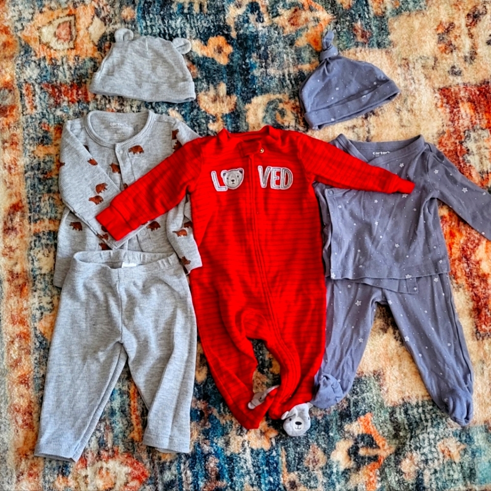 3 Carter's Pajamas 6 months bundle